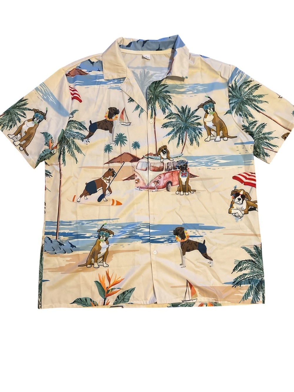 Boxer Graphic Print Men’s Hawaiian Camp Shirt XL